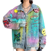 Chaqueta vaquera pintada con manchas de neón